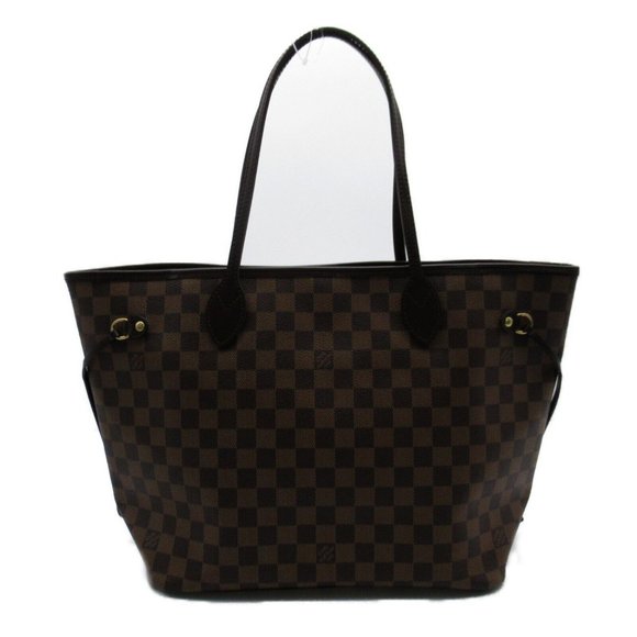 LOUIS VUITTON Neverfull MM Tote Bag Damier canvas Brown Used Women LV - Picture 1 of 9
